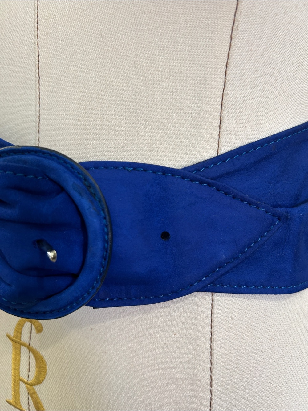 80’s Trussardi suede, leather, wide cobalt belt small - Picture 2 of 8